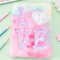 Carnet en peluche de dessin animé A6 avec cadenas, motif cœur pêche, cadeau idéal pour étudiantes