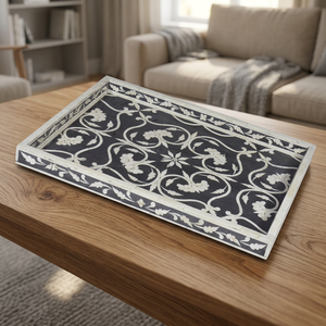 Bandeja Multiusos de Resina y Madera con Asa de Madera, Diseño Clásico, Duradera, para Baño, Cocina, Tabla de Quesos, Charcutería, Bodas y Eventos - Product Image 1