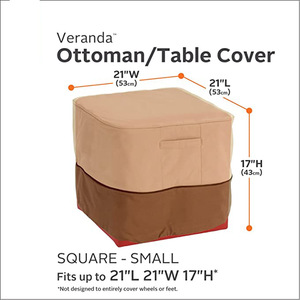 Housse de table d'appoint de patio extérieure carrée en tissu Oxford beige, housse anti-poussière avec fonction imperméable pour canapé et meubles - Product Image 4