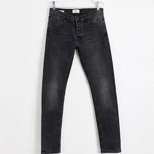 Wholesale Custom Slim Fit Stretch Sports Vintage Light Wash Black Heavy Rips Men Jeans