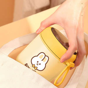 Taza de sopa con diseño de conejo, 530 ml, de acero inoxidable aislado, con tapa y cuchara, taza portátil para estudiantes, regreso a clases - Product Image 5