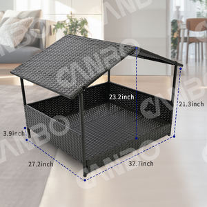 CanboPet Criado Mimbre Casa de perro grande al aire libre con dosel Refrigeración Ratán Cama para mascotas resistente al agua - Product Image 2