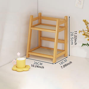 Wicker <b>Storage</b> Rack Cream Color Classic Style Double-layered Desktop Suitable Dormitories Bedrooms Offices Kitchens Cup Holder - Product Image 2