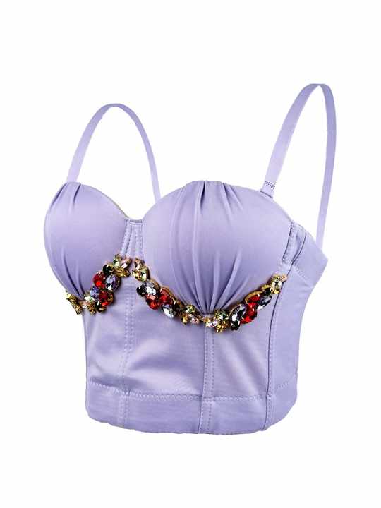 Chest Cup Pleated Corset Outer Wear With Chest Pad Push up Inner Beaded ...