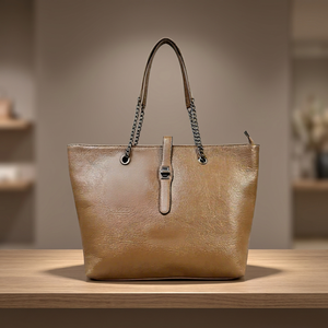 Pochette décontractée pour femme en cuir véritable de haute qualité BS INTERNATIONAL, fermeture éclair, imperméable, sangle amovible, pliable, grande capacité - Product Image 1