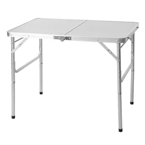 Pabrik Langsung Portable Camping Adjustable Kaki Aluminium MDF Folding Camping Table