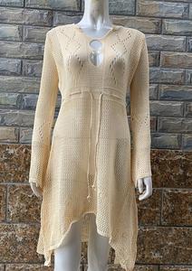 Robe de Plage à manches longues trompette, détail Crochet, ajourée, vêtement de Protection solaire, Cover Up pour Bikini, pour les femmes, - Product Image 5