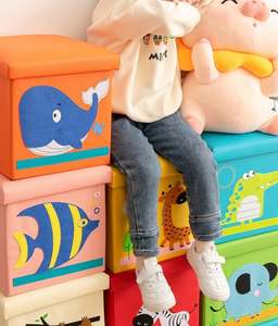 Boîte de rangement pliable multifonctionnelle pour jouets, ottoman de rangement pour enfants, pour l'organisation et le rangement des jouets - Product Image 1