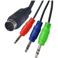 Maßgefertigtes S-Video Mini-DIN 9-Pin Stecker auf 3*3,5mm Koaxial-Twisted-Pair Audio-Stromkabel mit PVC-Ummantelung