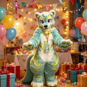 Costume de mascotte féline Fursuit personnalisé, en fourrure complète épaisse et moelleuse, avec correspondance des couleurs, pour dérivés d'animation, tenue de cosplay pour exposition et anthro - Product Image 3