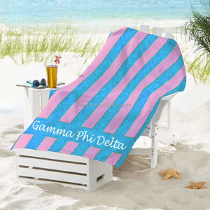 Sorority Gamma <span class=keywords><strong>phi</strong></span> Delta màu hồng và màu xanh bãi biển Preppy sọc khăn đoàn tụ Quà Tặng aversary đồ dùng cô gái chuyến đi - Product Image 1
