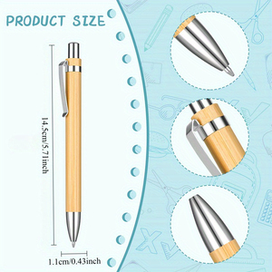 Custom Bamboo <b>Ballpoint</b> <b>Pen</b> Retractable 0.5mm Black Ink Eco-Friendly Laser Engraving Writing Gift for Office Promotions - Product Image 3