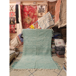 Alfombra de Lana Berber Zanafi Reversible Antideslizante Ecológica Hecha a Mano de Primera Calidad con Impresionante Borde Floral de Pelo Medio Transicional - Product Image 6