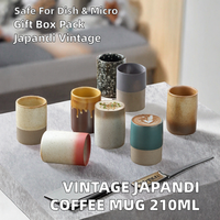 Tasse à café vintage en céramique 210 ml, style Japandi, cadeau d'affaires, emballage en boîte cadeau, compatible lave-vaisselle et micro-ondes