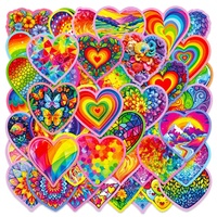 Ensemble d'autocollants de dessin animé en forme de cœur arc-en-ciel, 56 autocollants adhésifs pour Bullet Journal, Scrapbook et décoration DIY