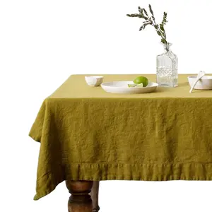 Toptan özel noel piknik Vintage taş yıkama % 100 doğal saf fransız keten dikdörtgen masa örtüleri