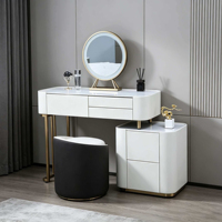 Table de maquillage avec éclairage LED, rangement multi-zones, durable, pliable, design moderne et luxueux pour la chambre principale