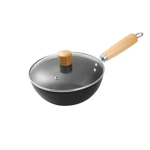 High end made-in Japan skillet grill pan cast iron with wood handle