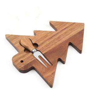 Tagliere all'ingrosso con coltello e forchetta per tagliare il formaggio Logo personalizzato in legno albero di natale - Product Image 4