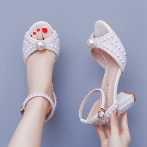 Haute qualité <span class=keywords><strong>ivoire</strong></span> bout ouvert mariée chaussures de <span class=keywords><strong>mariage</strong></span> 7.5 cm talons hauts pour femmes nouveaux Styles chaussures de <span class=keywords><strong>mariage</strong></span> pour la mariée - Product Image 3