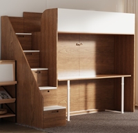 Lit superposé en bois gain de place avec lit escamotable Lit convertible moderne avec table d'étude et rangement pour salon Appartement