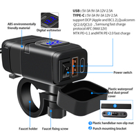 Chargeur USB de moto de haute qualité avec double interrupteur marche/arrêt QC3.0 Type C PD Charge rapide SAE vers adaptateur USB tension 12-24V