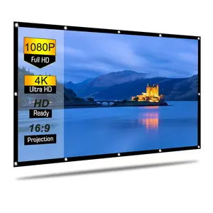 Projeksiyon perdesi 16:9 HD anti-kırışık taşınabilir projeksiyon ekranı kapalı açık film ekran desteği çift taraflı projeksiyon