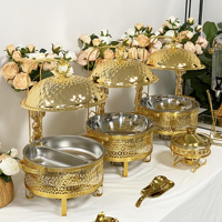 Plat Chafing Commercial Or Suspendu 8L pour Fêtes, Mariages, Buffets de Restaurant, Chauffe-Plat d'Hôtel