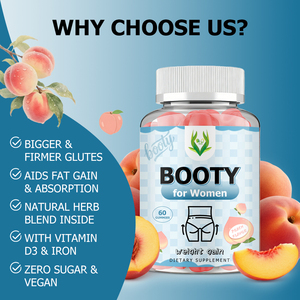 OEM ODM Custom Herbal Booty Gummies Designed for Women Peach Flavor Gummies Faster Glute Gain Boost Energy with Vitamin D3 - Product Image 4