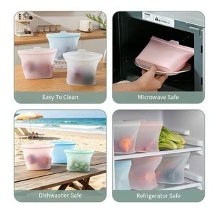 Bpa Free Eco-friendly Stand up Reusable Silicon Ziplock Food Storage <b>Bag</b> Pouch Food Grade Safe Silicone Freezer <b>Bags</b> for Food - Product Image 2