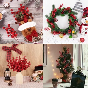 ใบสนประดิษฐ์และผลไม้มงคลสำหรับตกแต่งคริสต์มาส DIY พวงหรีดตกแต่งบ้าน ใบไม้สีเขียว 3 มิติ อุปกรณ์ประกอบฉากงานแต่งงานกลางแจ้ง - Product Image 5