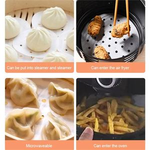 Air Fryer <b>Baking</b> Filter Parchment Steaming Bun Paper Liner 100pcs air Fryer Disposable Paper Liner With Holes for air Fryer - Product Image 3