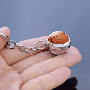 Custom UV Printed Carabiner Glass Sports Ball Keychain Modern Simple Design Fashion Trend Various Patterns Football Basketball