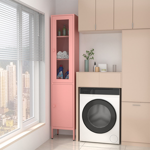 Armoire de rangement à 4 portes pour la maison Armoire de présentation avec porte en verre et pieds debout Étagère de présentation de livres en acier pour le salon - Product Image 4