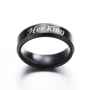 Anillos de Pareja Rey y Reina, Acero Inoxidable, Negro y Plateado, Juego de Joyería de Boda Unisex - Product Image 5