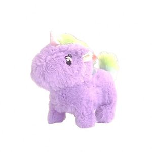 Jouets en peluche cheval électrique interactif, doux, qui marche et qui couine, pour enfants, en tissu de coton PP - Product Image 1