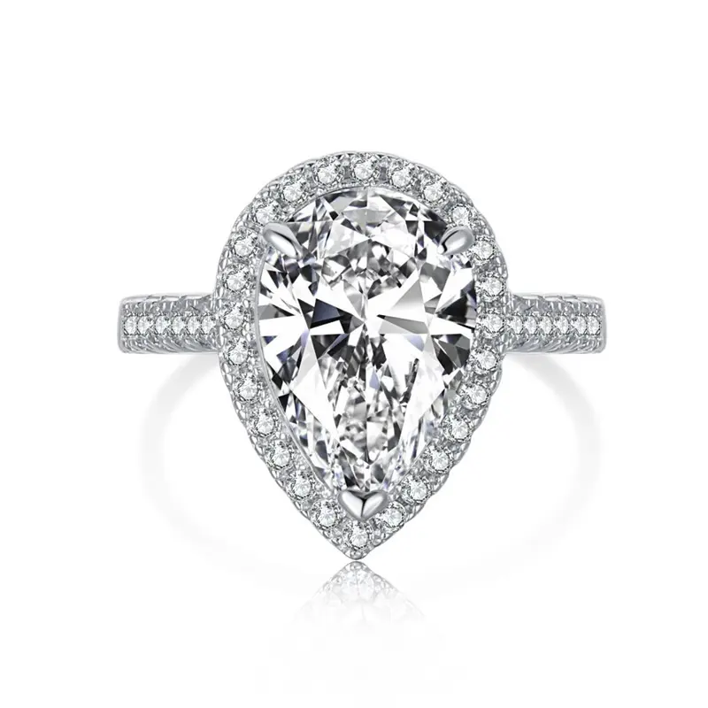 Joias de prata esterlina 925, anel de casamento em forma de arremesso adorável, zircônia gelo, diamante amarelo para mulheres