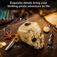1003 Skull Globe 200+ pièces Blocs de construction Modèle de squelette de pirate et de la Terre Décoration de bureau d'Halloween Cadeau pour enfants de 6 ans et plus