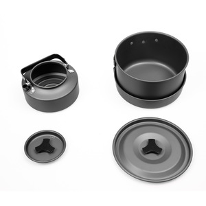 Tragbares Aluminium-<span class=keywords><strong>Camping</strong></span>-Kochgeschirr-<span class=keywords><strong>Set</strong></span> für 2-3 Personen Outdoor <span class=keywords><strong>Camping</strong></span> Wandern Picknick Kochtopf Kessel Leichtgewichtiges Kit - Product Image 4