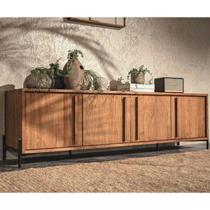 Mueble para TV de madera maciza tradicional con motivos únicos tallados a mano, diseñado para una sala de estar elegante y funcional. - Product Image 4