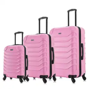 Composants de fermeture à glissière fiables pour ensemble de bagages de voyage valise rose en polycarbonate roue haut de gamme digne de confiance