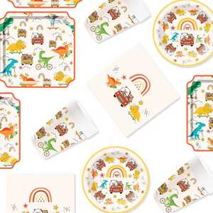 Assiettes en papier dinosaures DAMAI, décorations de fête jetables, fournitures pour assiettes, cadeaux, vaisselle de fête d'anniversaire, service pour 8 personnes - Product Image 3