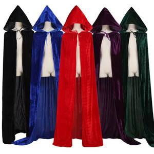 Capa de terciopelo para adultos con capucha, disfraz medieval de bruja, Wicca, vampiro, Halloween, 5 colores - Product Image 3