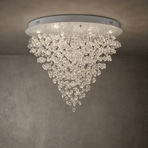 Lámpara de cristal tipo cascada de tamaño personalizado con base redonda para techo, ideal para restaurantes y salas de exposición. - Product Image 5