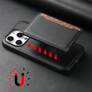 Denior Durable Retro Calfskin Texture Folding Bumper Vintage PU Cowhide Magnetic Case for <strong>iPhone</strong> 17 16 15 14 13 12 Series - Product Image 3