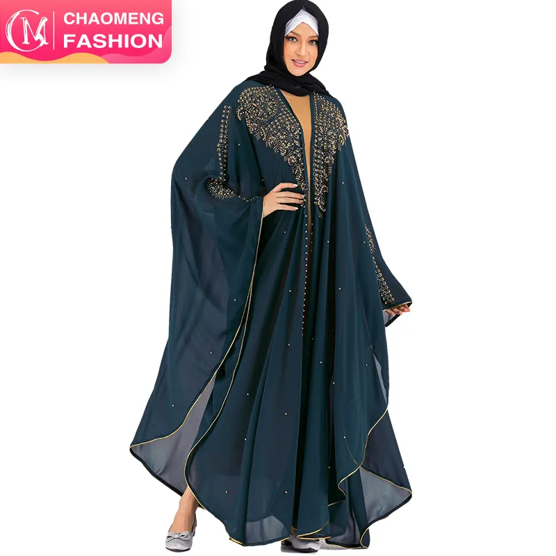 6227# wholesale new arrival women long sleeve evening muslim islamic kaftan african clothing beaded abaya