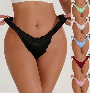 In-Stock Cheap 6 Colors G String Thong Sexy Soft Underwear Women Rabbit Tail Cute Young Lady Bow Panties