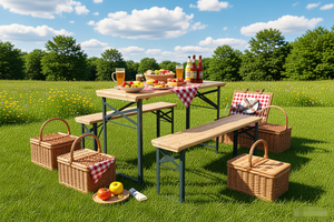 Set Tavolo e Panche <span class=keywords><strong>Pieghevoli</strong></span> in Legno di Abete Massiccio, Resistente, 116 cm, per Picnic, Patio, Feste, Giardino, <span class=keywords><strong>Birreria</strong></span> - Product Image 4