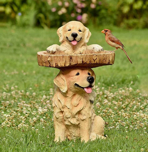 Décoration de <span class=keywords><strong>jardin</strong></span> en résine SMC : Mangeoire à oiseaux en forme de raton laveur dans une maison d'arbre et tournesol - Product Image 2