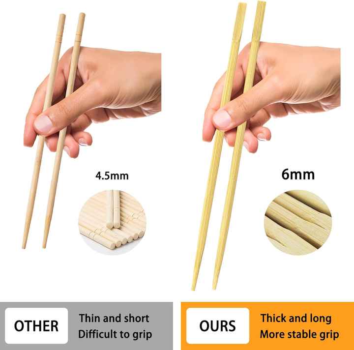 100 Pairs 9 Inches Smooth Disposable Bamboo Twin Chopsticks ...